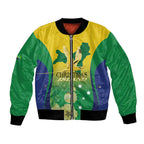 Personalised Australia Christmas Island Bomber Jacket Golden Bosun Abutilon listeri With Map - Aussie Hoodie