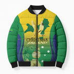 Personalised Australia Christmas Island Bomber Puffer Jacket Golden Bosun Abutilon listeri With Map - Aussie Hoodie