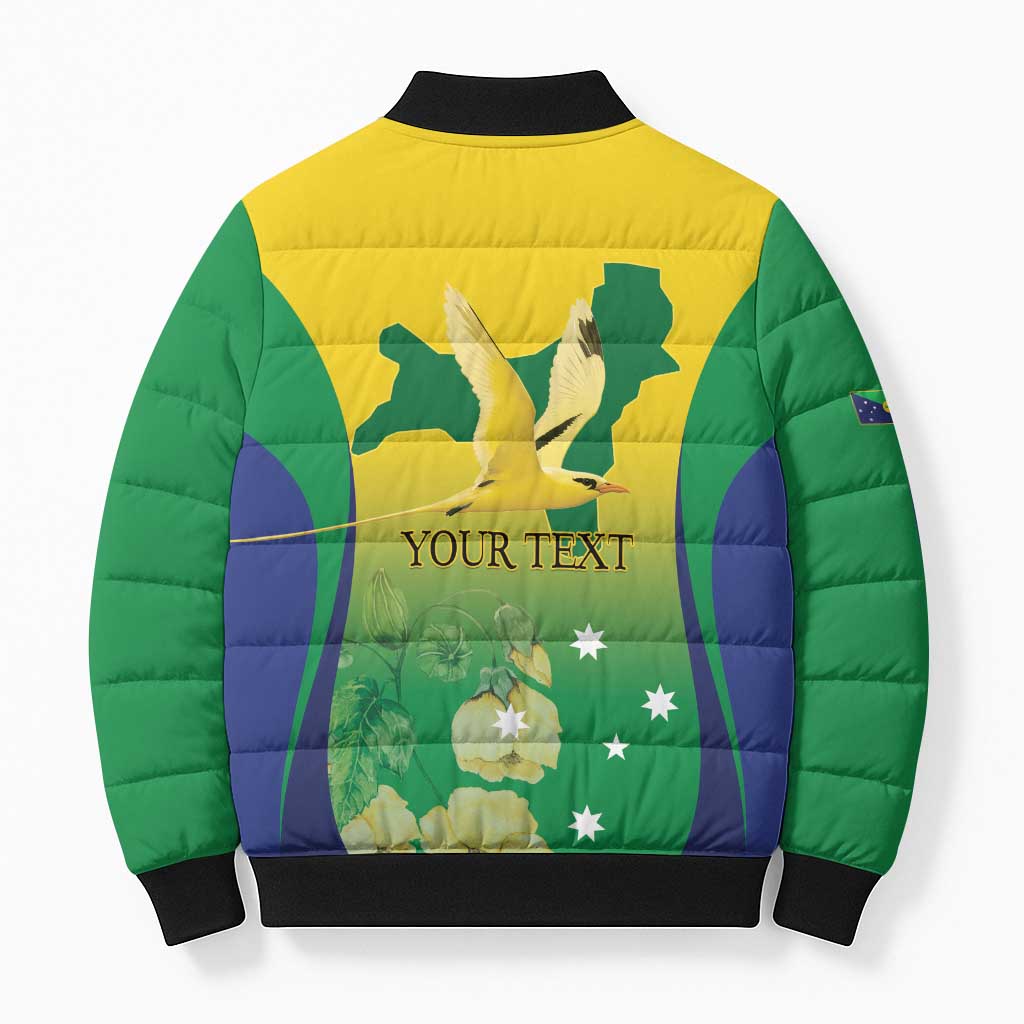 Personalised Australia Christmas Island Bomber Puffer Jacket Golden Bosun Abutilon listeri With Map - Aussie Hoodie