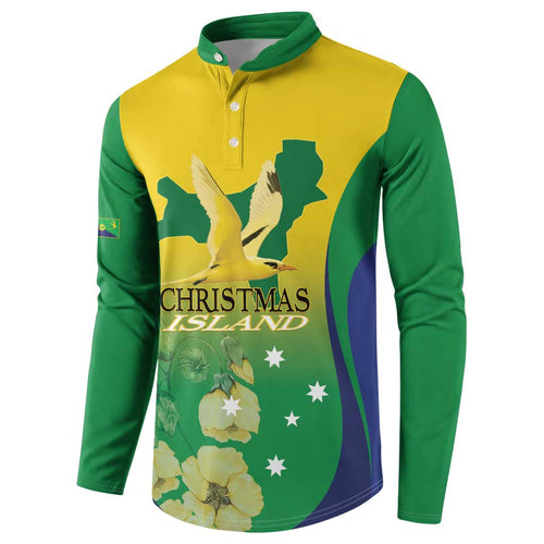 Personalised Australia Christmas Island Button Sweatshirt Golden Bosun Abutilon listeri With Map - Aussie Hoodie