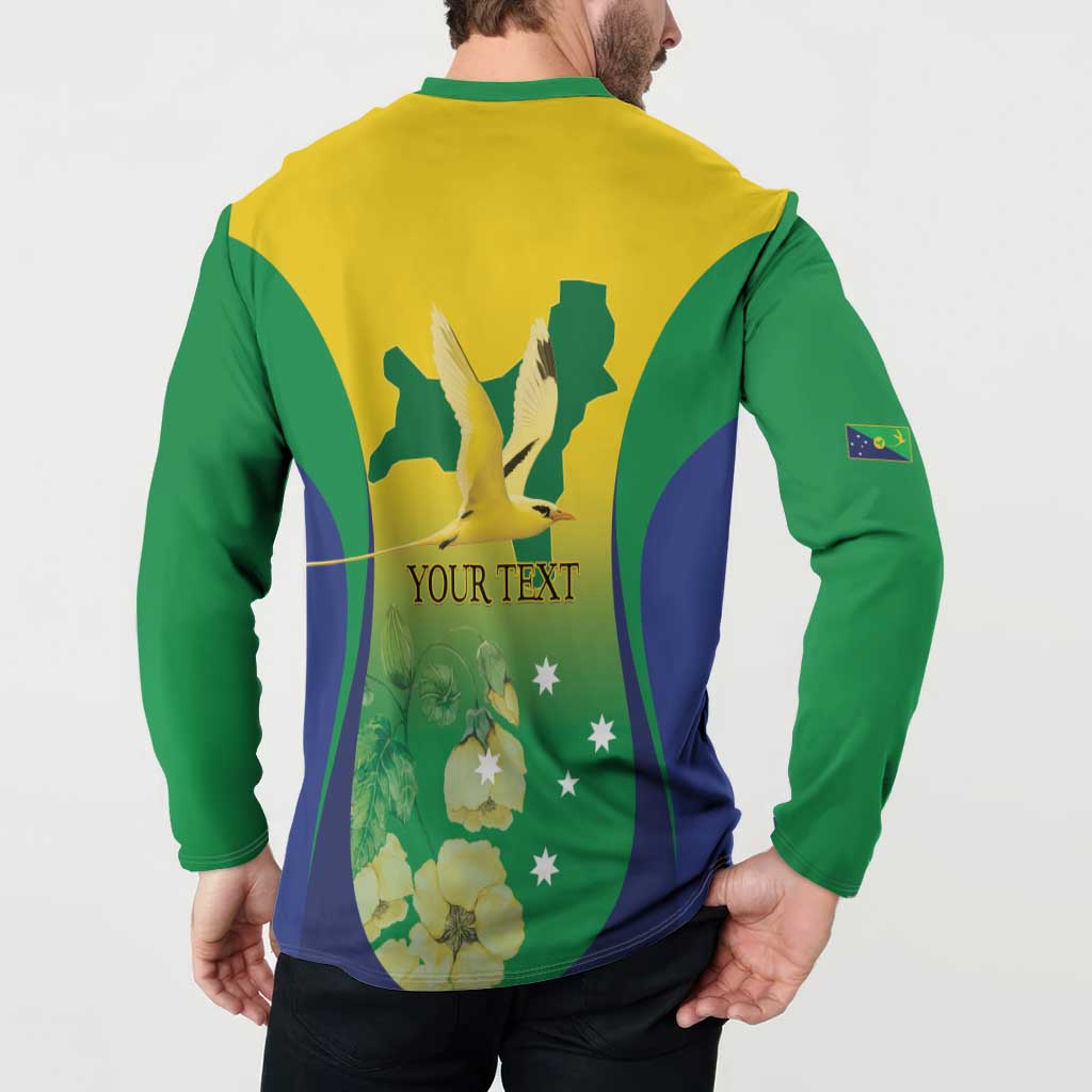 Personalised Australia Christmas Island Button Sweatshirt Golden Bosun Abutilon listeri With Map - Aussie Hoodie