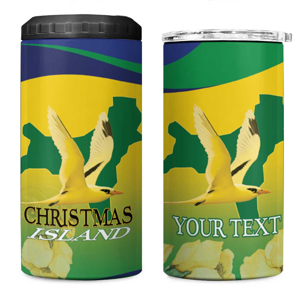 Personalised Australia Christmas Island 4 in 1 Can Cooler Tumbler Golden Bosun Abutilon listeri With Map - Aussie Hoodie