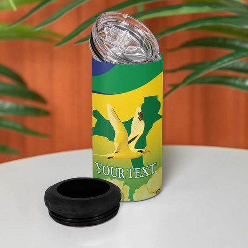 Personalised Australia Christmas Island 4 in 1 Can Cooler Tumbler Golden Bosun Abutilon listeri With Map - Aussie Hoodie