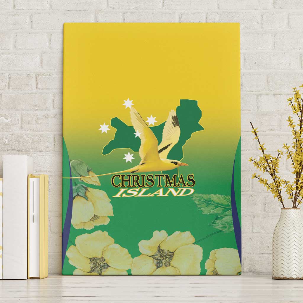 Australia Christmas Island Canvas Wall Art Golden Bosun Abutilon listeri With Map - Aussie Hoodie