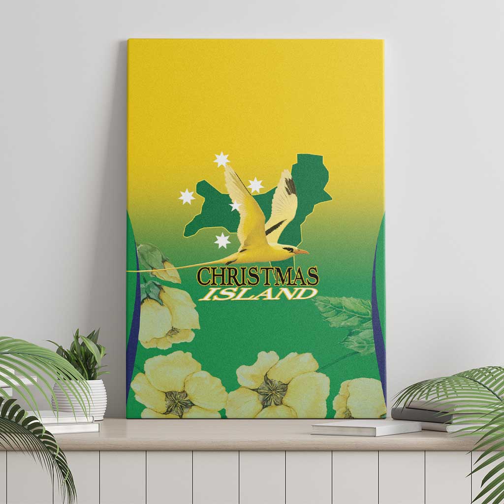 Australia Christmas Island Canvas Wall Art Golden Bosun Abutilon listeri With Map - Aussie Hoodie