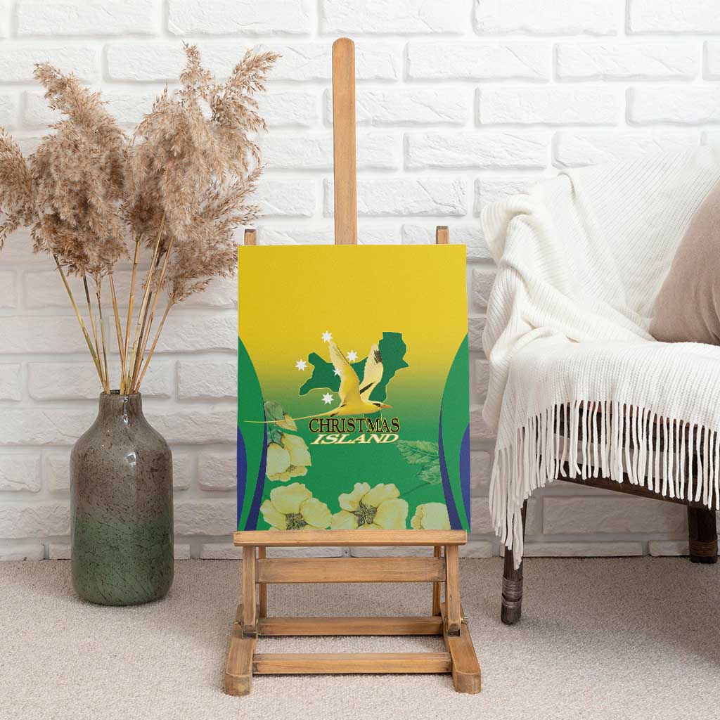 Australia Christmas Island Canvas Wall Art Golden Bosun Abutilon listeri With Map - Aussie Hoodie