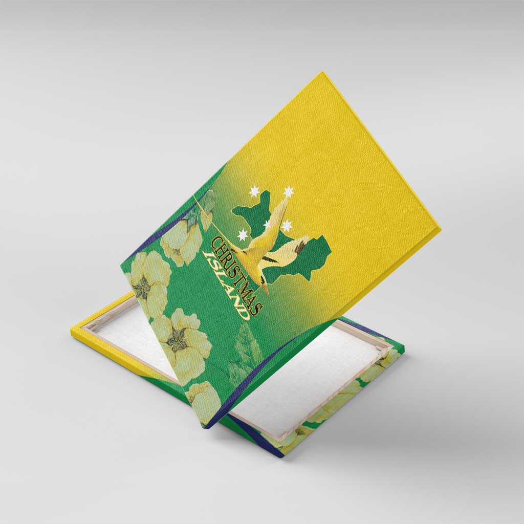 Australia Christmas Island Canvas Wall Art Golden Bosun Abutilon listeri With Map - Aussie Hoodie