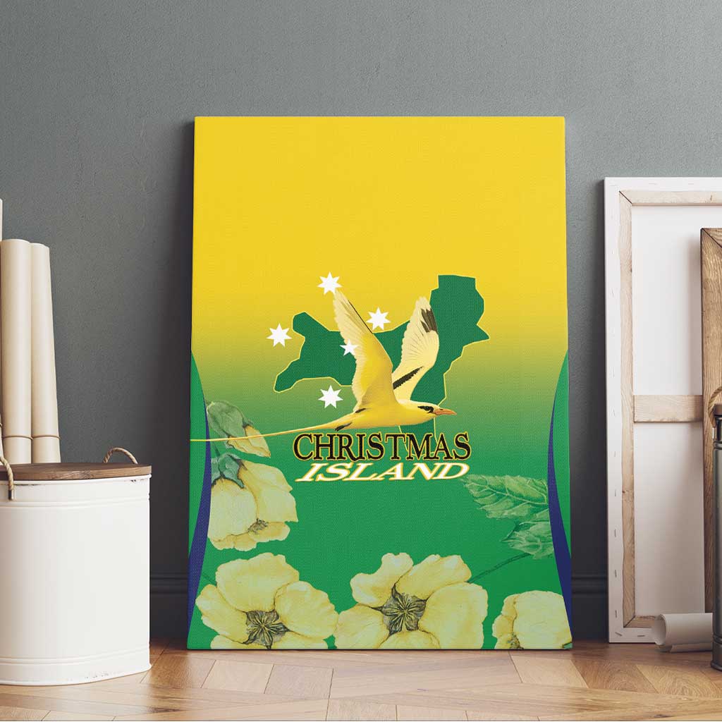 Australia Christmas Island Canvas Wall Art Golden Bosun Abutilon listeri With Map - Aussie Hoodie