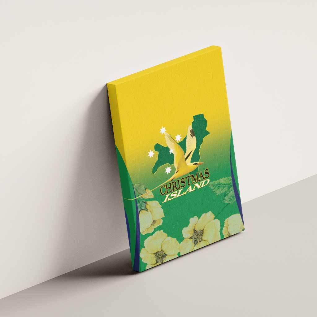 Australia Christmas Island Canvas Wall Art Golden Bosun Abutilon listeri With Map - Aussie Hoodie