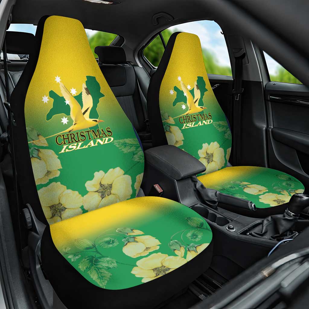 Australia Christmas Island Car Seat Cover Golden Bosun Abutilon listeri With Map - Aussie Hoodie