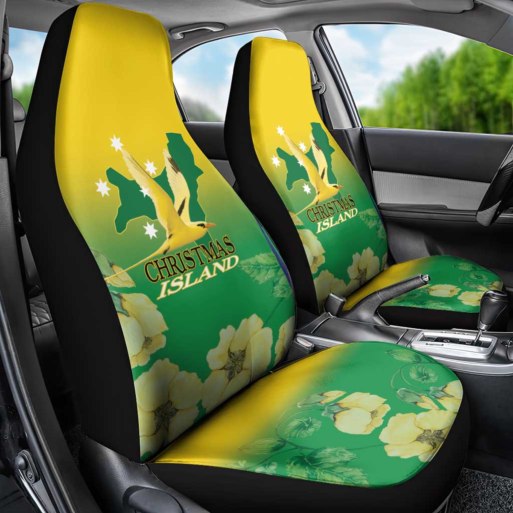 Australia Christmas Island Car Seat Cover Golden Bosun Abutilon listeri With Map - Aussie Hoodie