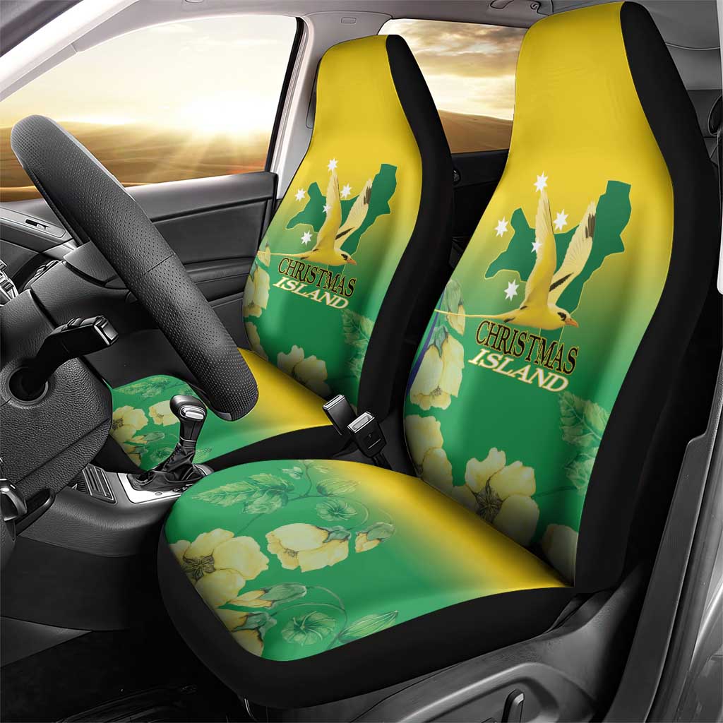 Australia Christmas Island Car Seat Cover Golden Bosun Abutilon listeri With Map - Aussie Hoodie