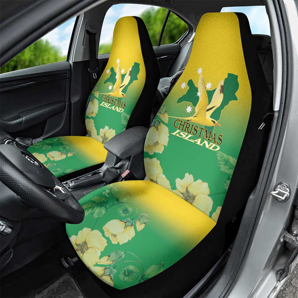 Australia Christmas Island Car Seat Cover Golden Bosun Abutilon listeri With Map - Aussie Hoodie