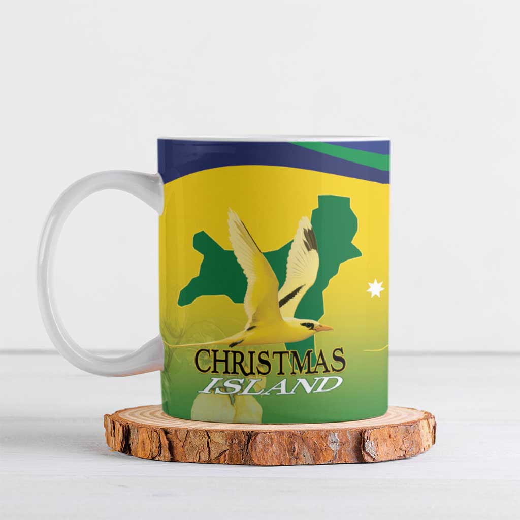 Personalised Australia Christmas Island Ceramic Mug Golden Bosun Abutilon listeri With Map - Aussie Hoodie