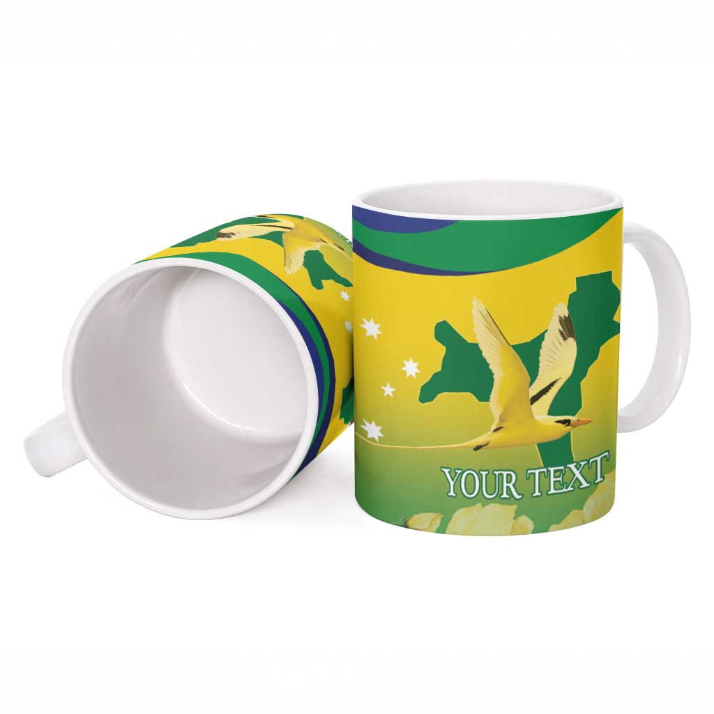 Personalised Australia Christmas Island Ceramic Mug Golden Bosun Abutilon listeri With Map - Aussie Hoodie