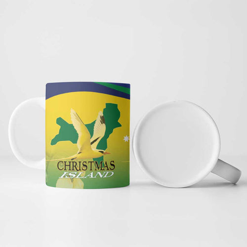 Personalised Australia Christmas Island Ceramic Mug Golden Bosun Abutilon listeri With Map - Aussie Hoodie