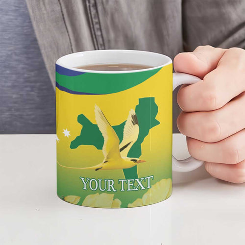 Personalised Australia Christmas Island Ceramic Mug Golden Bosun Abutilon listeri With Map - Aussie Hoodie