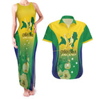 Personalised Australia Christmas Island Couples Matching Tank Maxi Dress and Hawaiian Shirt Golden Bosun Abutilon listeri With Map - Aussie Hoodie