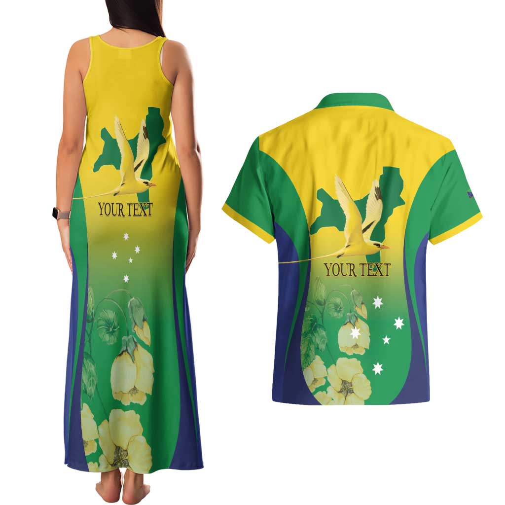 Personalised Australia Christmas Island Couples Matching Tank Maxi Dress and Hawaiian Shirt Golden Bosun Abutilon listeri With Map - Aussie Hoodie