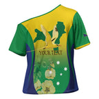 Personalised Australia Christmas Island Cross Shoulder Shirt Golden Bosun Abutilon listeri With Map - Aussie Hoodie