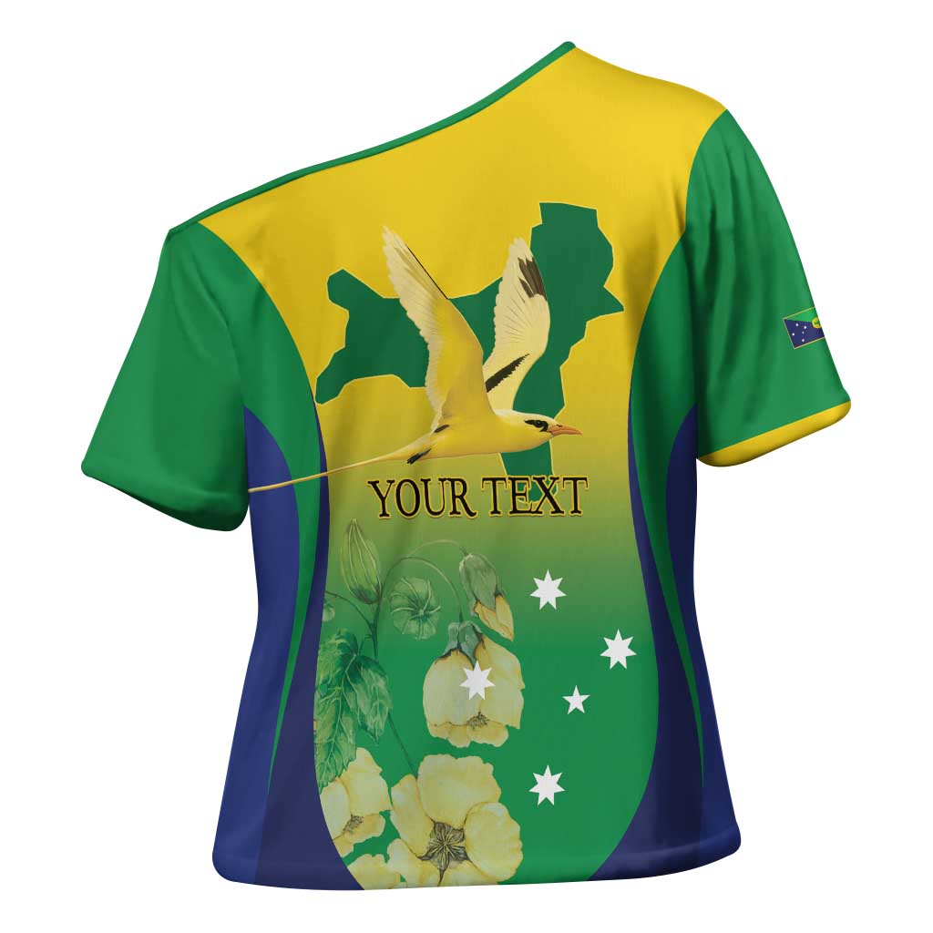 Personalised Australia Christmas Island Cross Shoulder Shirt Golden Bosun Abutilon listeri With Map - Aussie Hoodie