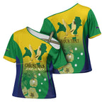 Personalised Australia Christmas Island Cross Shoulder Shirt Golden Bosun Abutilon listeri With Map - Aussie Hoodie