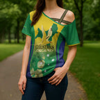 Personalised Australia Christmas Island Cross Shoulder Shirt Golden Bosun Abutilon listeri With Map - Aussie Hoodie