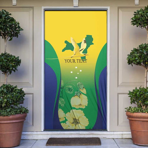 Personalised Australia Christmas Island Door Cover Golden Bosun Abutilon listeri With Map - Aussie Hoodie