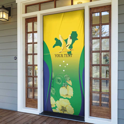 Personalised Australia Christmas Island Door Cover Golden Bosun Abutilon listeri With Map - Aussie Hoodie
