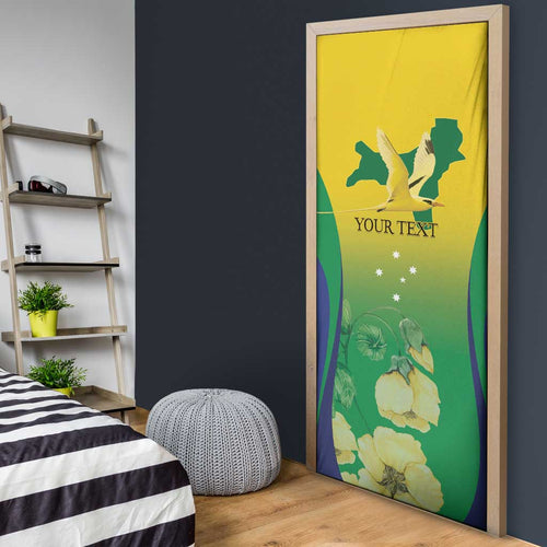 Personalised Australia Christmas Island Door Cover Golden Bosun Abutilon listeri With Map - Aussie Hoodie