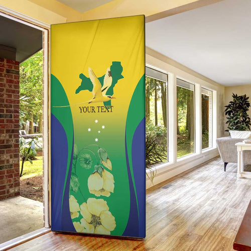Personalised Australia Christmas Island Door Cover Golden Bosun Abutilon listeri With Map - Aussie Hoodie