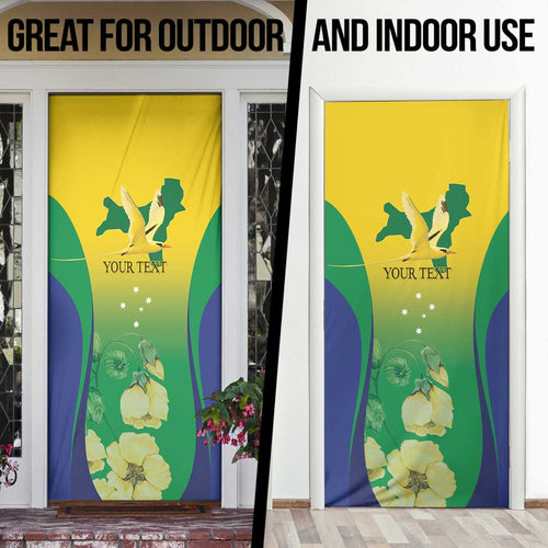 Personalised Australia Christmas Island Door Cover Golden Bosun Abutilon listeri With Map - Aussie Hoodie