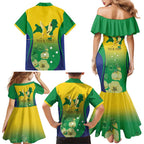 Personalised Australia Christmas Island Family Matching Mermaid Dress and Hawaiian Shirt Golden Bosun Abutilon listeri With Map - Aussie Hoodie