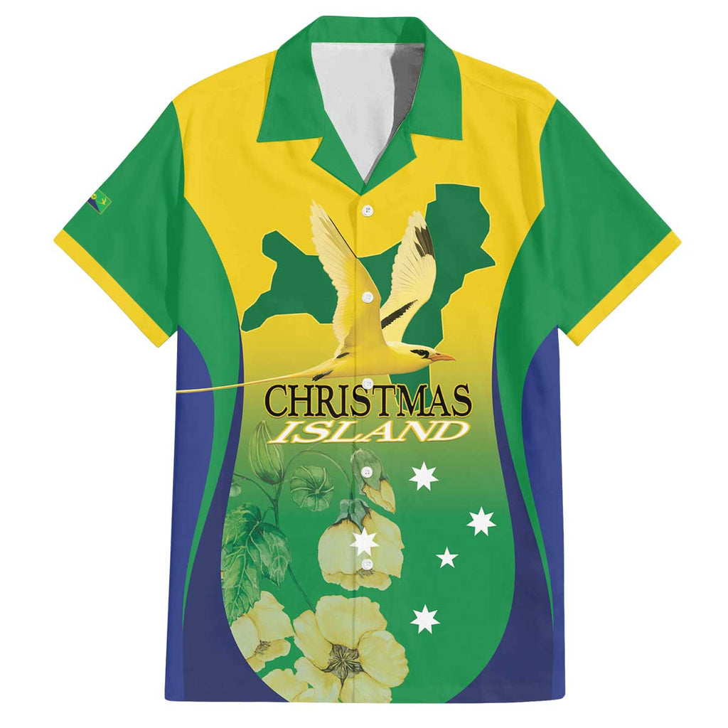 Personalised Australia Christmas Island Family Matching Off The Shoulder Long Sleeve Dress and Hawaiian Shirt Golden Bosun Abutilon listeri With Map - Aussie Hoodie