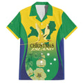 Personalised Australia Christmas Island Family Matching Off The Shoulder Long Sleeve Dress and Hawaiian Shirt Golden Bosun Abutilon listeri With Map - Aussie Hoodie