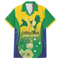 Personalised Australia Christmas Island Family Matching Off Shoulder Maxi Dress and Hawaiian Shirt Golden Bosun Abutilon listeri With Map - Aussie Hoodie
