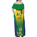 Personalised Australia Christmas Island Family Matching Off Shoulder Maxi Dress and Hawaiian Shirt Golden Bosun Abutilon listeri With Map - Aussie Hoodie