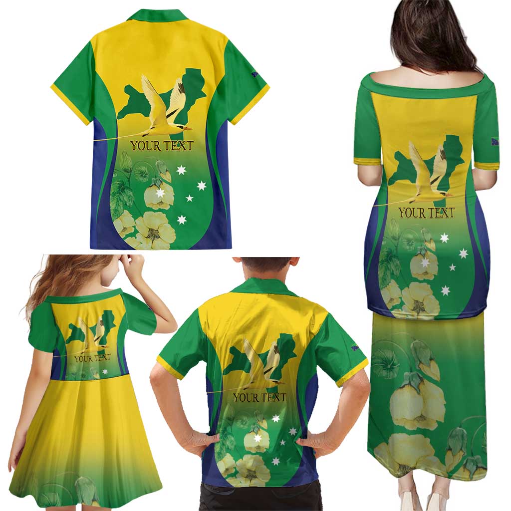 Personalised Australia Christmas Island Family Matching Puletasi and Hawaiian Shirt Golden Bosun Abutilon listeri With Map - Aussie Hoodie