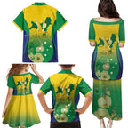Personalised Australia Christmas Island Family Matching Puletasi and Hawaiian Shirt Golden Bosun Abutilon listeri With Map - Aussie Hoodie