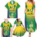 Personalised Australia Christmas Island Family Matching Summer Maxi Dress and Hawaiian Shirt Golden Bosun Abutilon listeri With Map - Aussie Hoodie