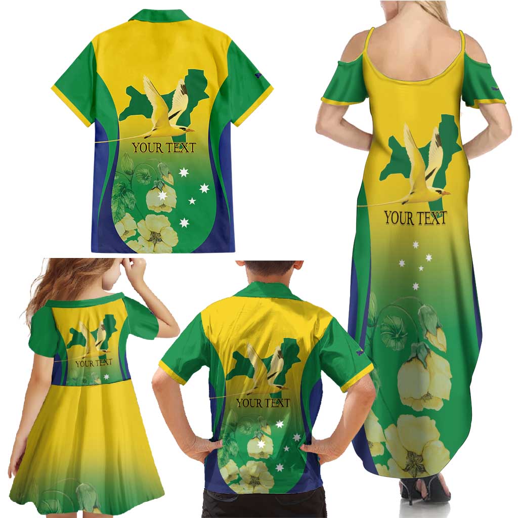 Personalised Australia Christmas Island Family Matching Summer Maxi Dress and Hawaiian Shirt Golden Bosun Abutilon listeri With Map - Aussie Hoodie