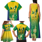 Personalised Australia Christmas Island Family Matching Tank Maxi Dress and Hawaiian Shirt Golden Bosun Abutilon listeri With Map - Aussie Hoodie