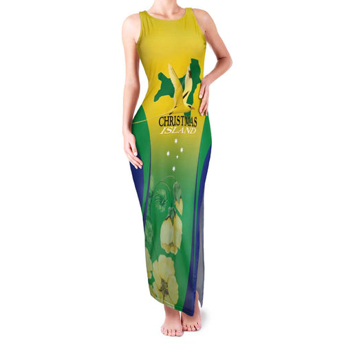 Personalised Australia Christmas Island Family Matching Tank Maxi Dress and Hawaiian Shirt Golden Bosun Abutilon listeri With Map - Aussie Hoodie