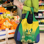Australia Christmas Island Grocery Bag Golden Bosun Abutilon listeri With Map - Aussie Hoodie