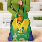 Australia Christmas Island Grocery Bag Golden Bosun Abutilon listeri With Map - Aussie Hoodie