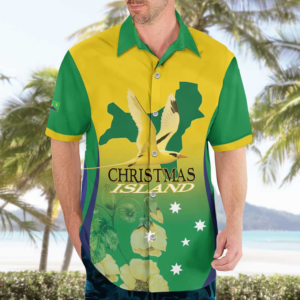 Personalised Australia Christmas Island Hawaiian Shirt Golden Bosun Abutilon listeri With Map - Aussie Hoodie