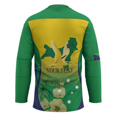 Personalised Australia Christmas Island Hockey Jersey Golden Bosun Abutilon listeri With Map - Aussie Hoodie