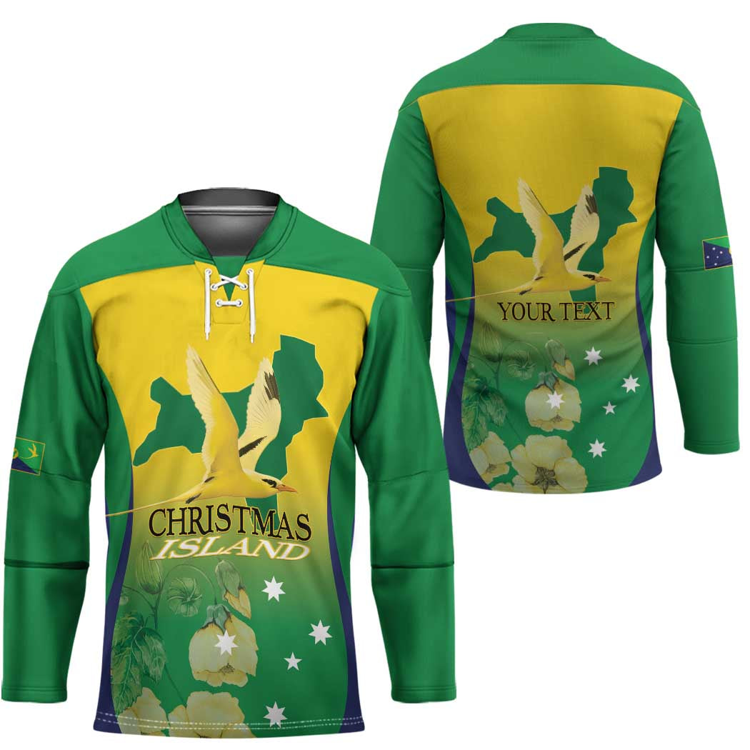 Personalised Australia Christmas Island Hockey Jersey Golden Bosun Abutilon listeri With Map - Aussie Hoodie
