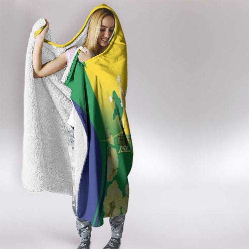Australia Christmas Island Hooded Blanket Golden Bosun Abutilon listeri With Map - Aussie Hoodie