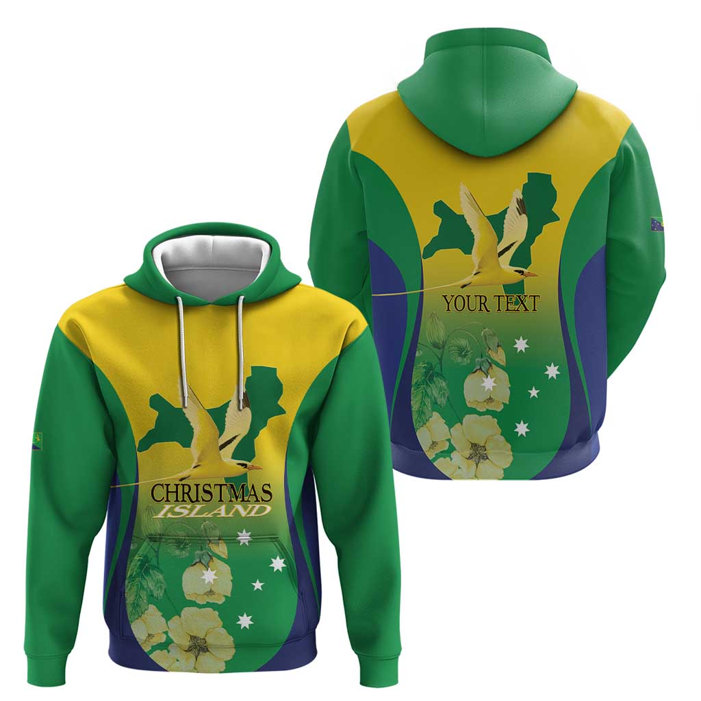 Personalised Australia Christmas Island Hoodie Golden Bosun Abutilon listeri With Map - Aussie Hoodie